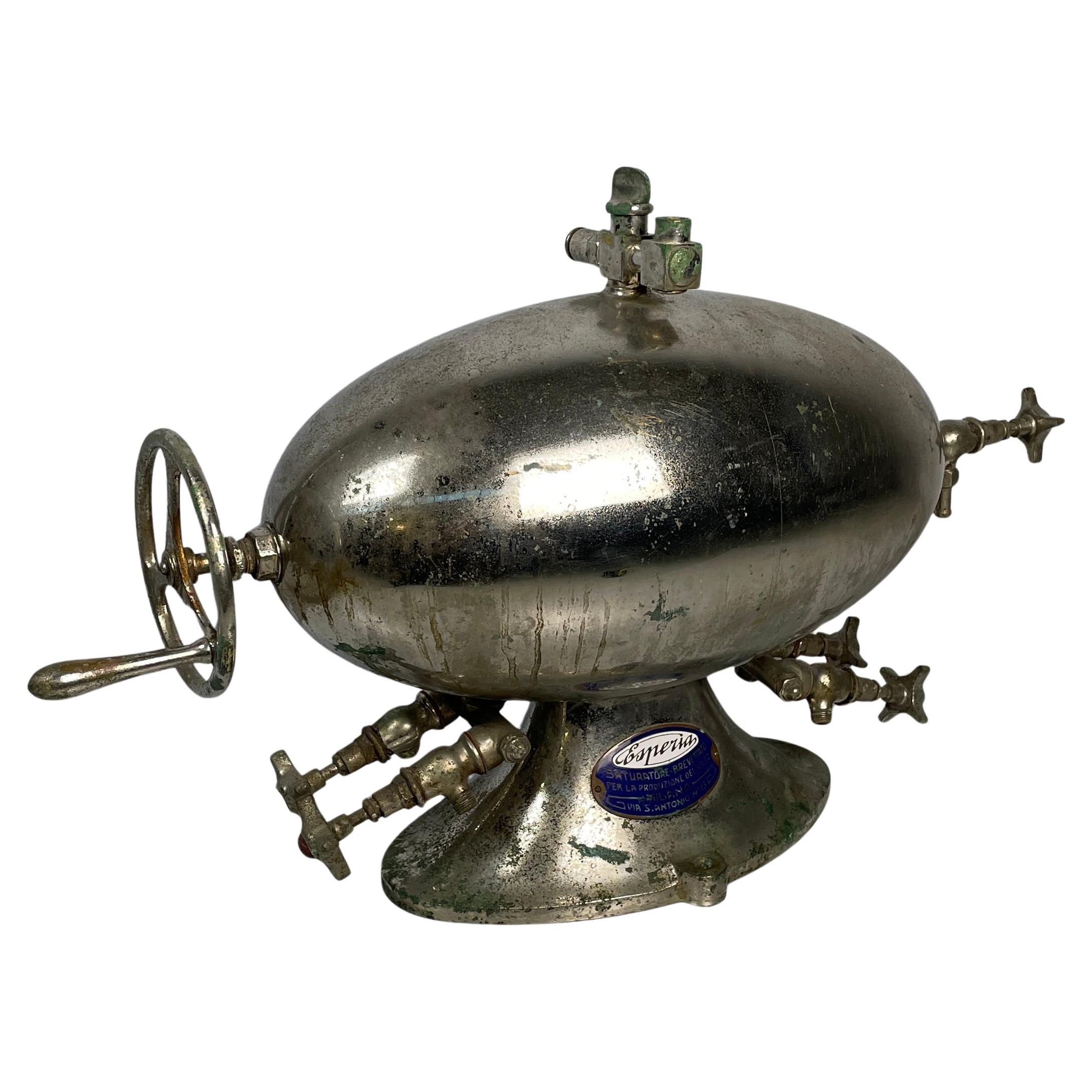Italian vintage steel soda water dispenser by Esperia, 1930s For Sale