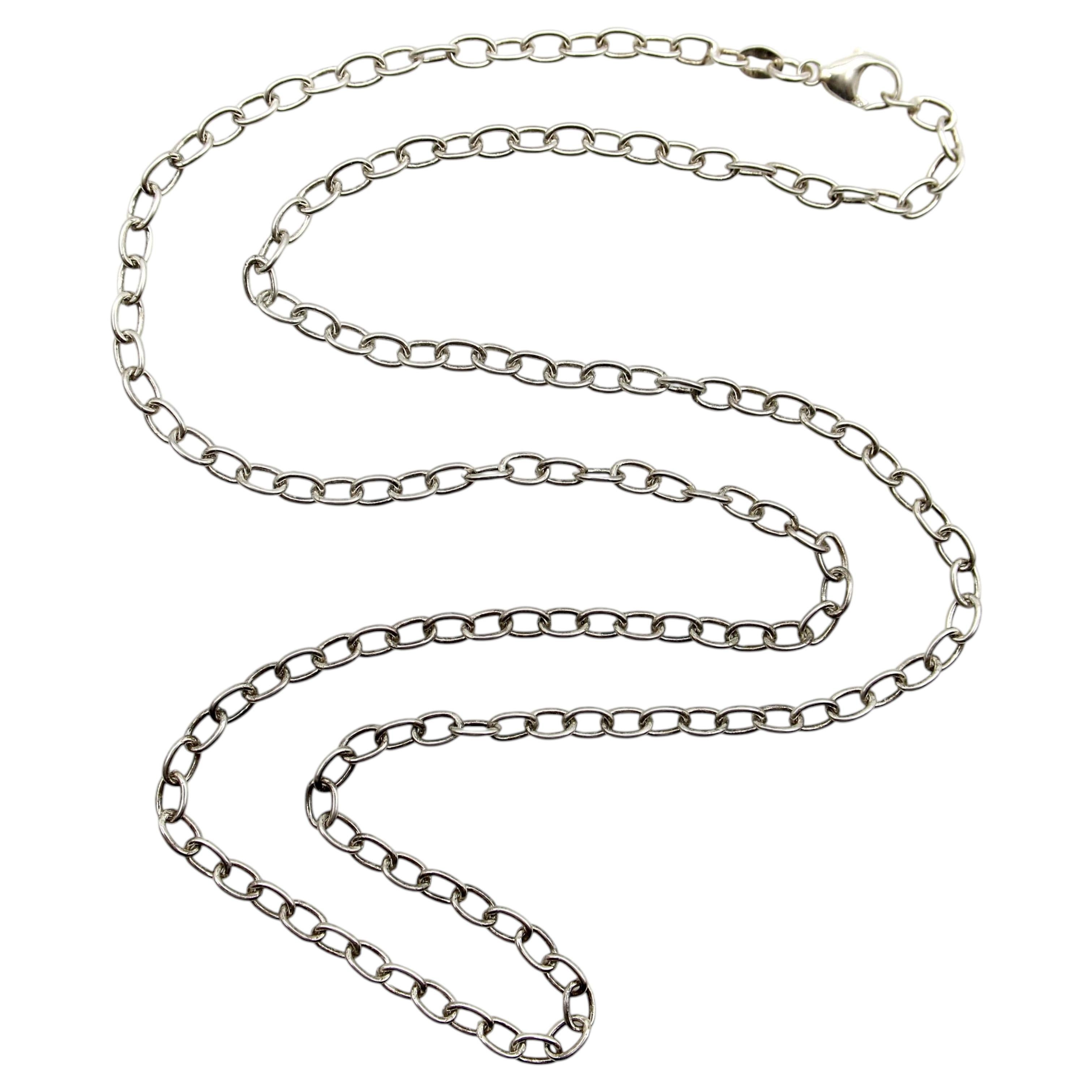 Catena vintage italiana in argento sterling da 60 cm a maglie aperte