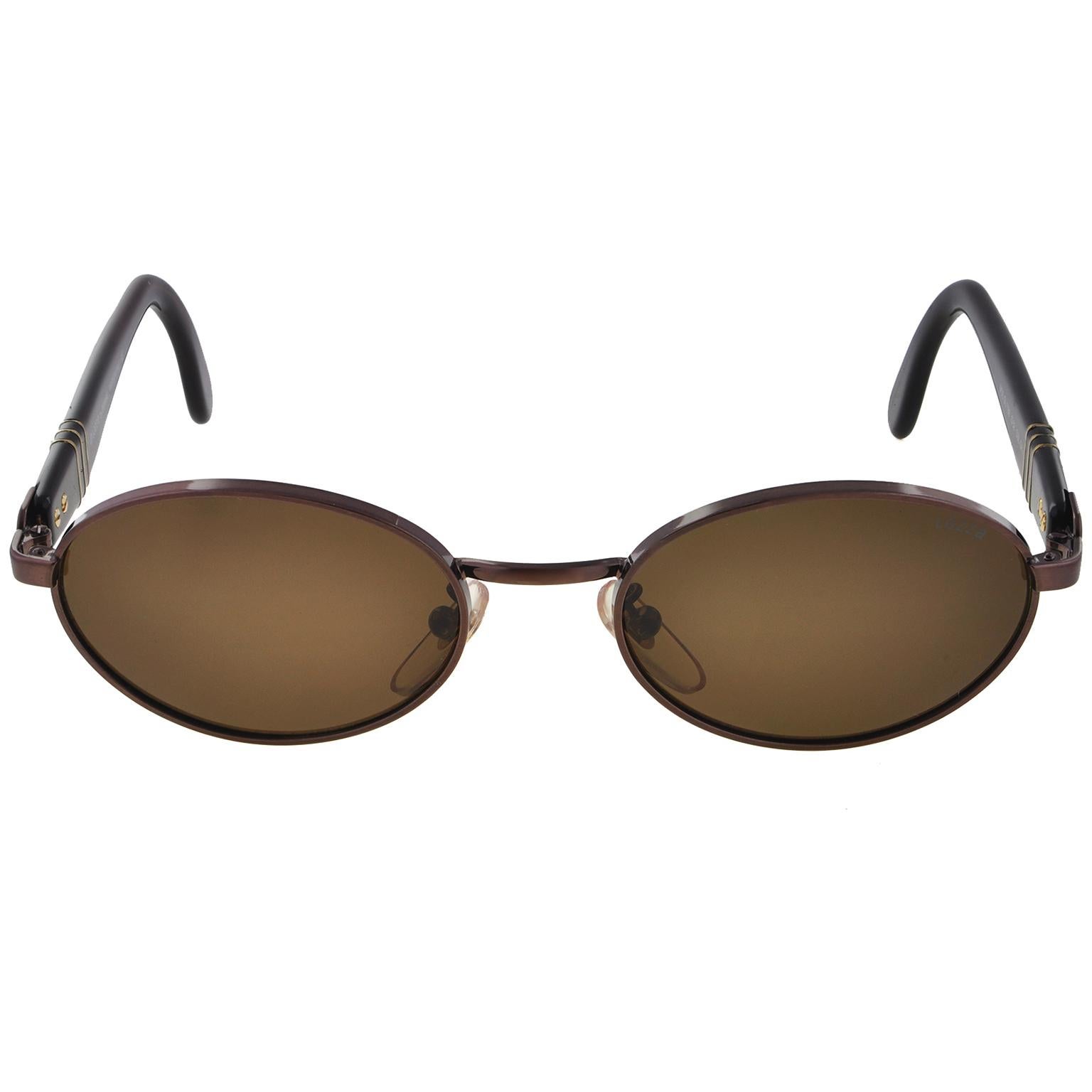 Brown Italian vintage sunglasses by Lozza, 80s designer oval sunglasses [never worn] For Sale