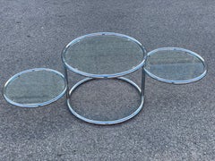 Italian Vintage Swivel Chrome and Glass sofatable from 1970s