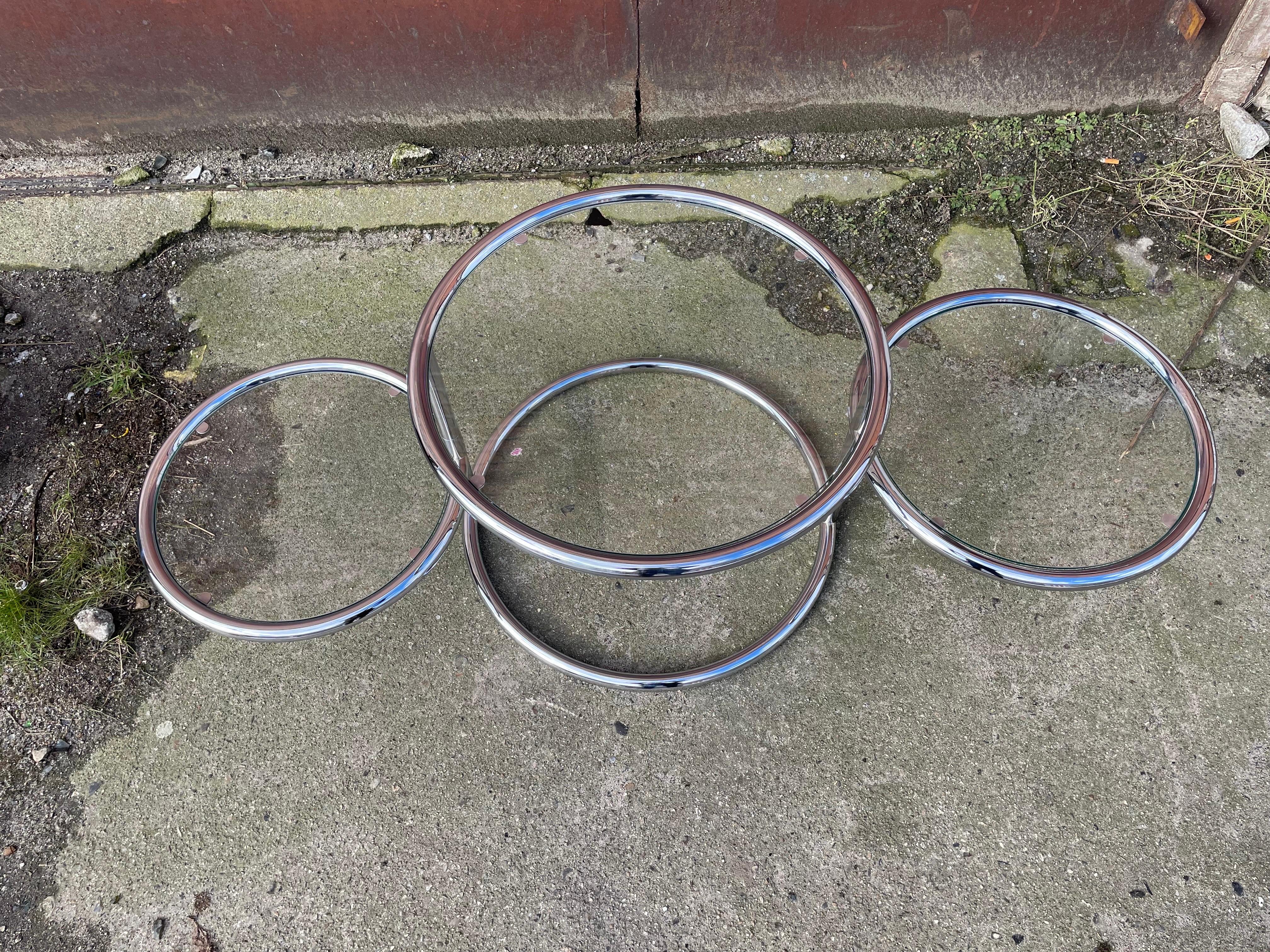 Italian Vintage Swivel Chrome and Glass Table from 1970s 1