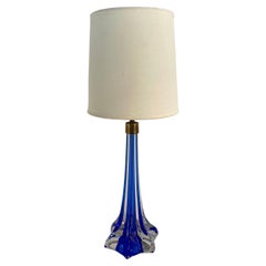 Italian Vintage Table Lamp in Blue Crystal, Italy, 1970