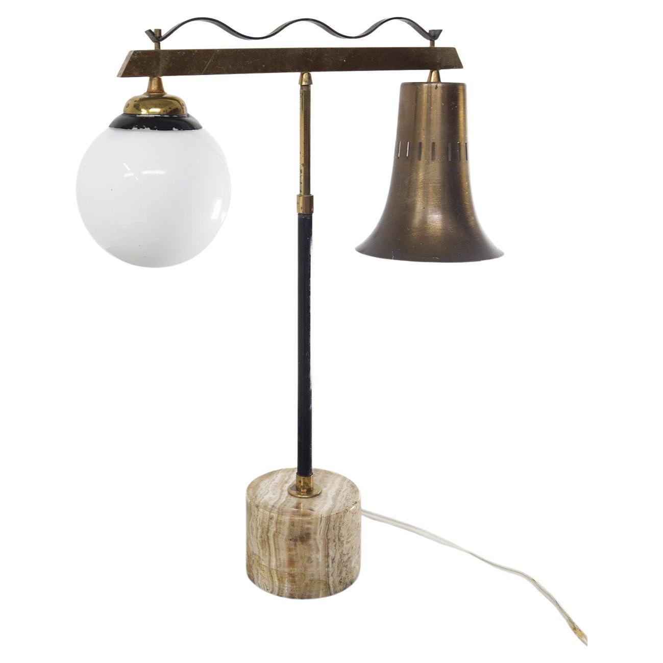 Italian Vintage Table Lamp in Brass and Marble For Sale