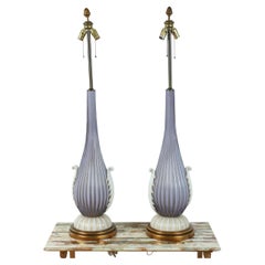 Italian Retro Tall Murano Pair of Table Lamps