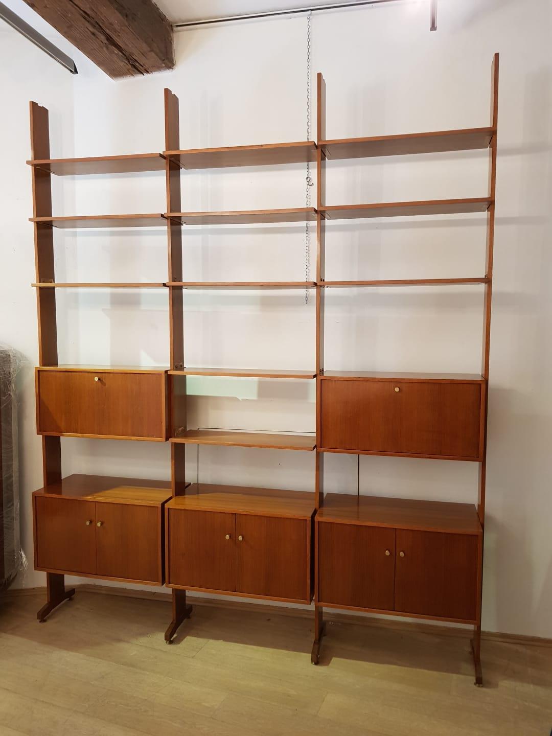 Italian Vintage Teak Bookcase or Room Divider, 1950s 1