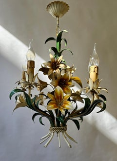 Italian Vintage Tole Floral Chandelier