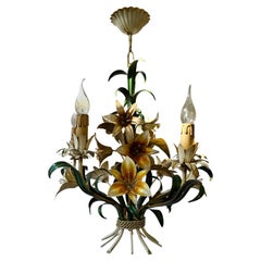 Italian Vintage Tole Floral Chandelier