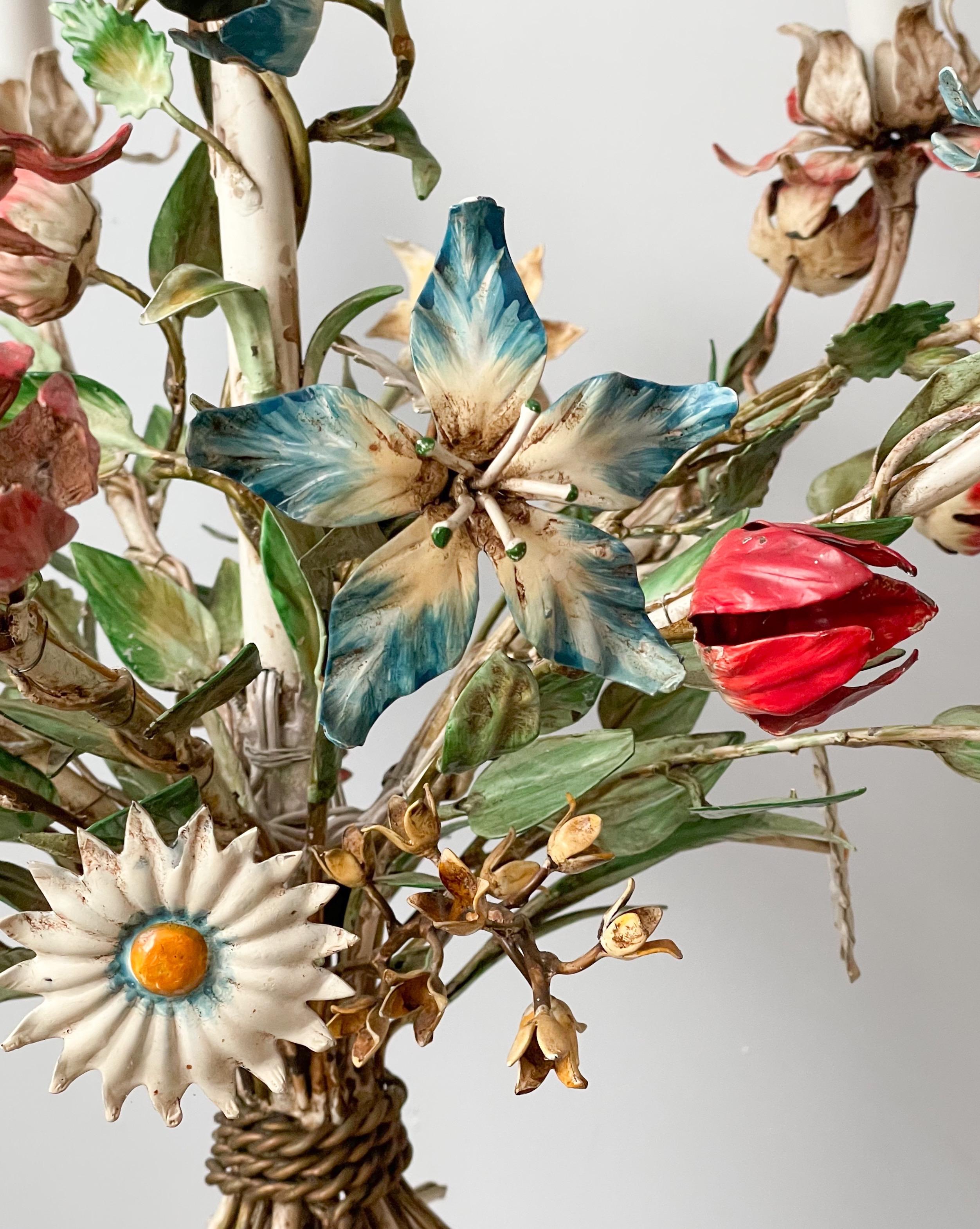 Mid-20th Century Italian Vintage Tole-Painted Chandelier