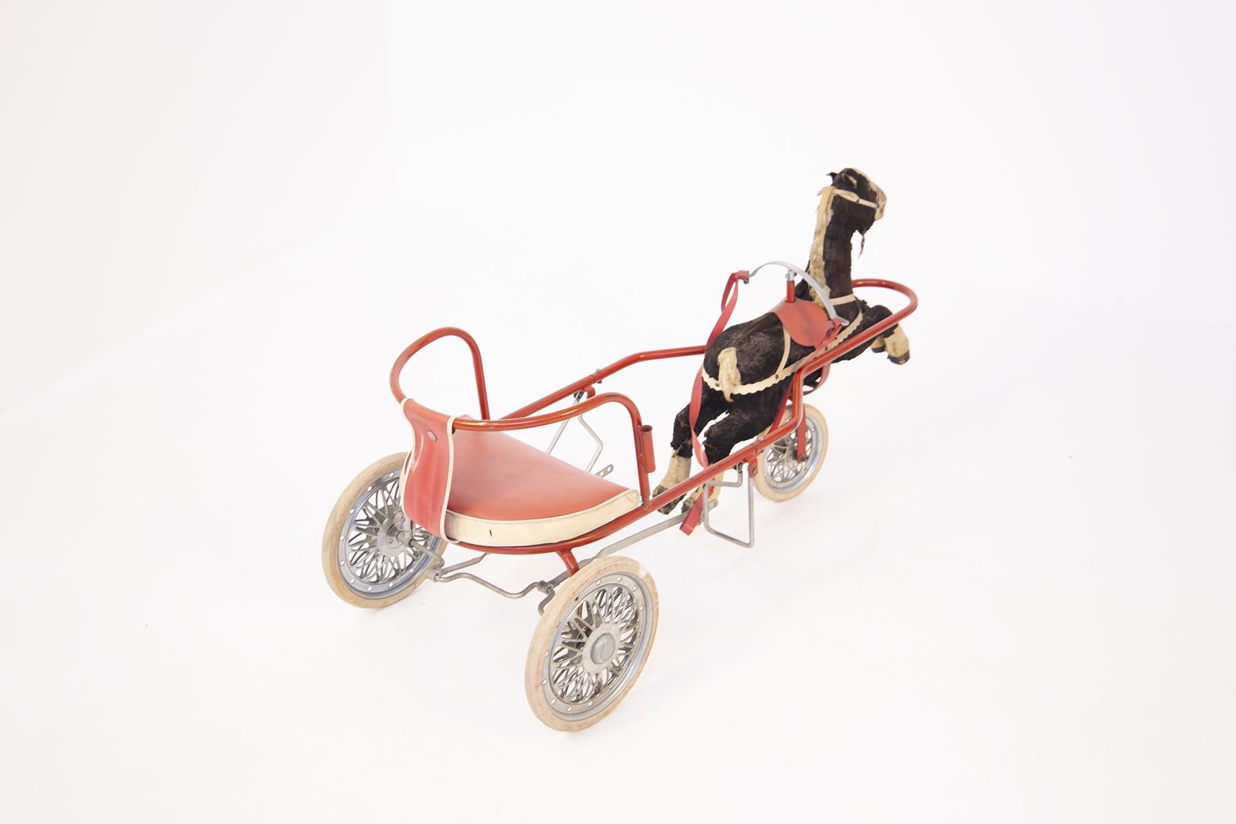 Mid-Century Modern Italian Vintage Toy for Girl Carriage with Horse For Sale