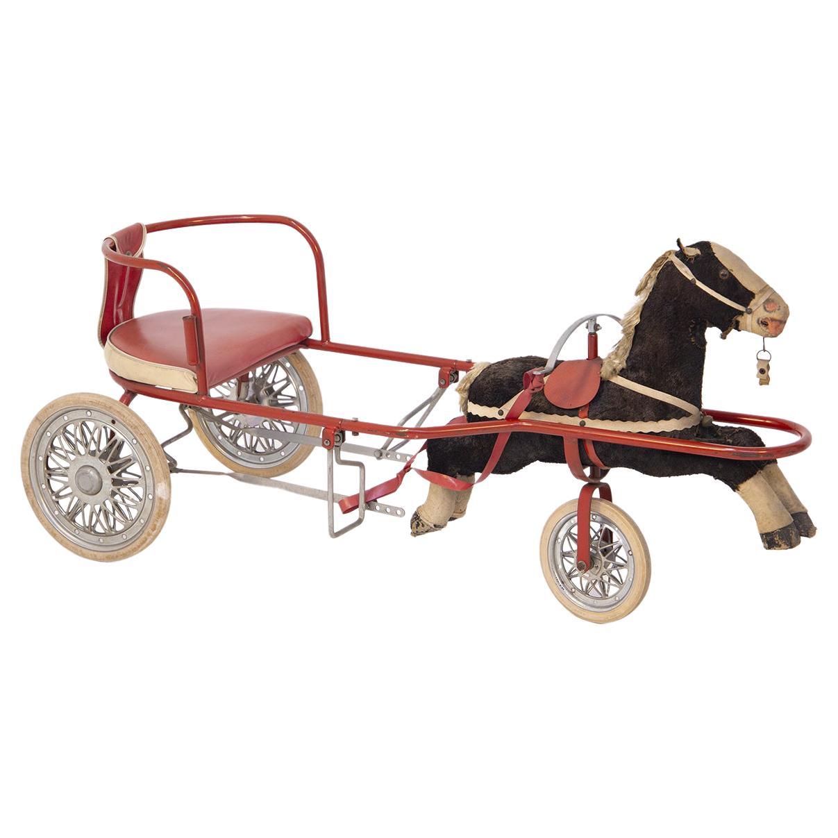 Italian Vintage Toy for Girl Carriage with Horse