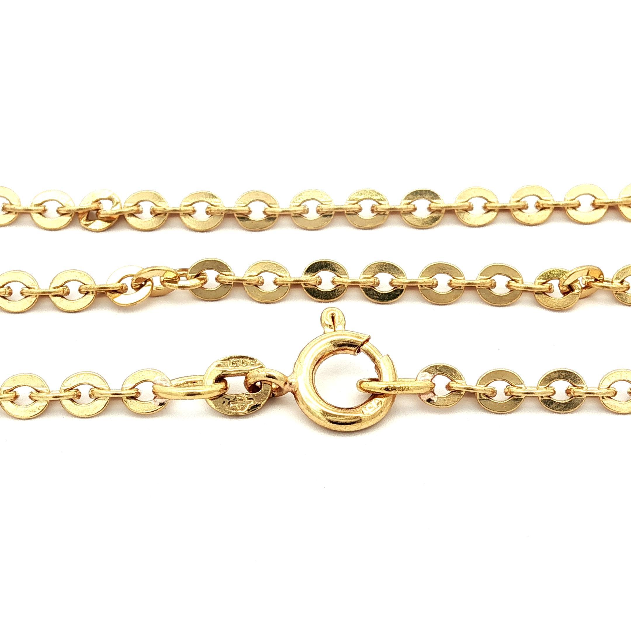 Collier unisexe vintage en or jaune 18k avec chaîne à maillons plats de 24