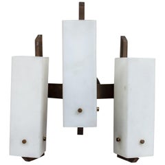 Italian Vintage Wall Lamp with Brass Structure and Glass Shade by Stilnovo 1950s