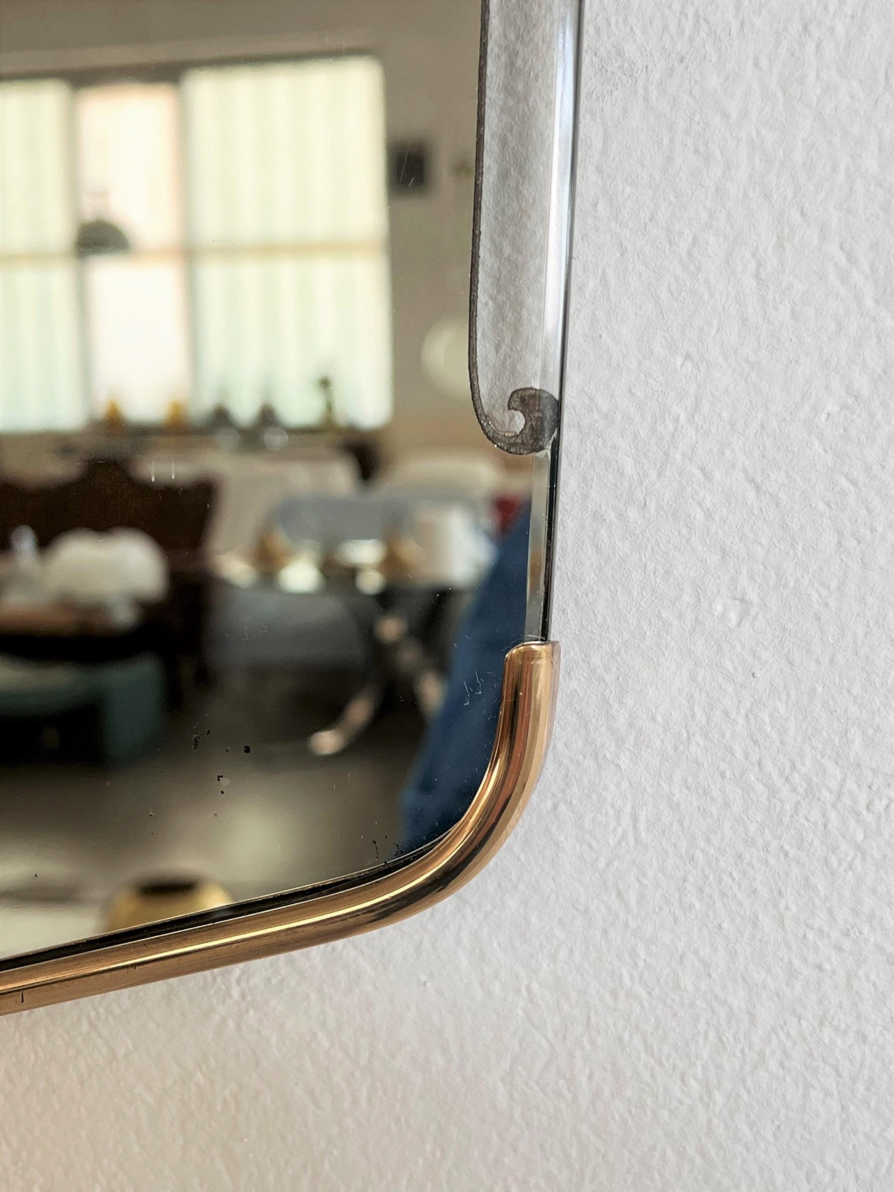 Italian Vintage Wall Mirror with Brass Details, 1950s 4