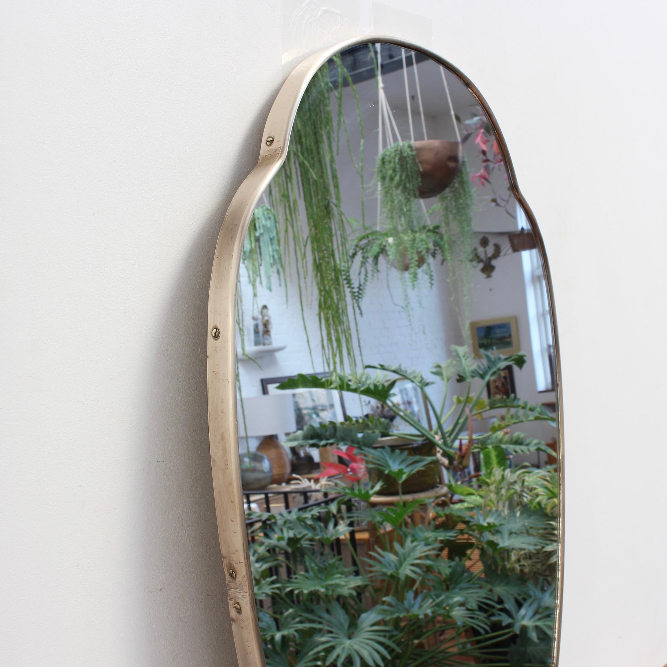 Italian Vintage Wall Mirror with Brass Frame 'circa 1950s', Large In Good Condition In London, GB