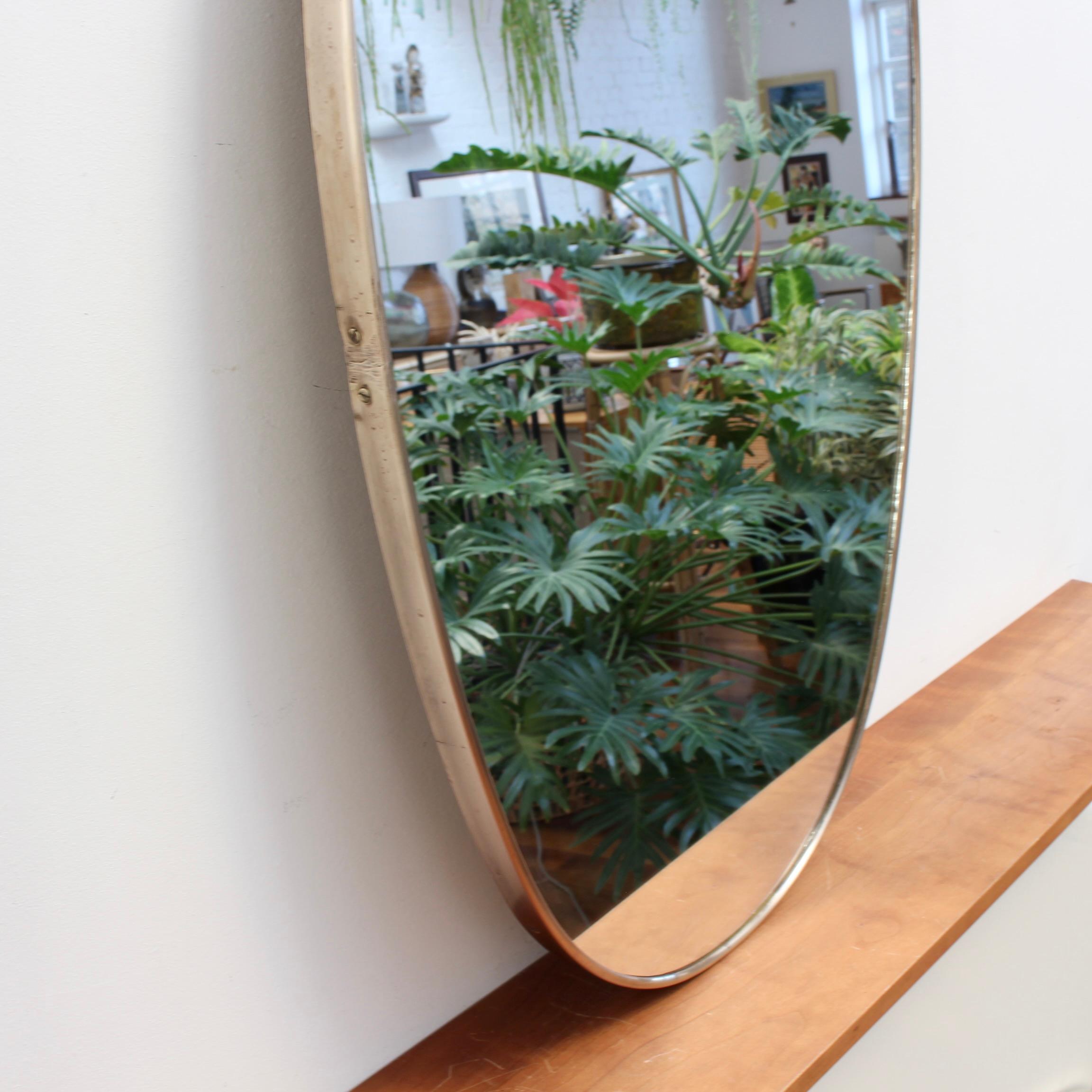 Mid-20th Century Italian Vintage Wall Mirror with Brass Frame 'circa 1950s', Large