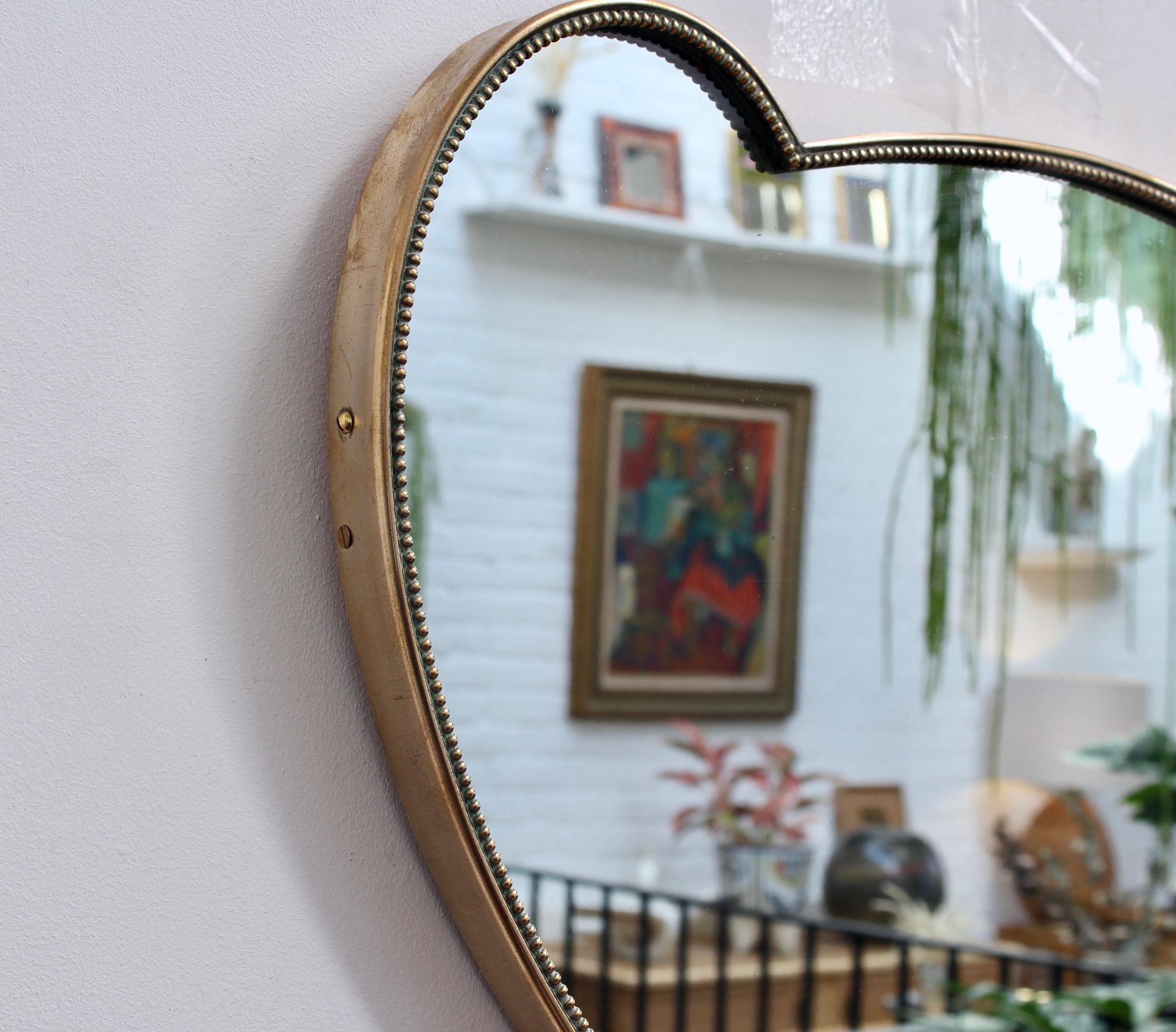 Mid-Century Modern Italian Vintage Wall Mirror with Brass Frame (circa 1950s) - Small For Sale