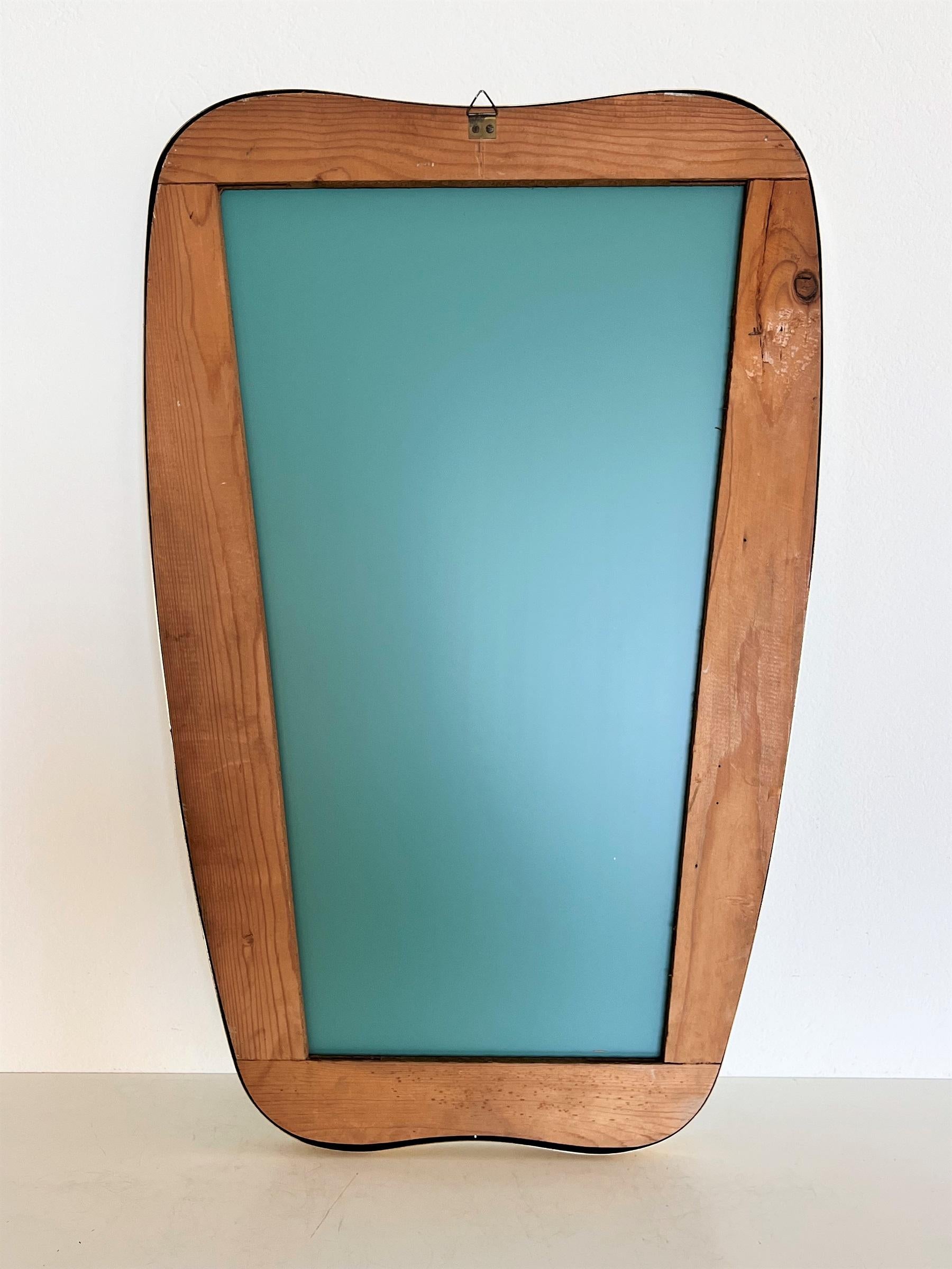 Italian Vintage Wall Mirror with Brass Frame in Giò Ponti Style, 1970s 9