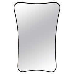 Italian Vintage Wall Mirror with Brass Frame in Giò Ponti Style, 1970s