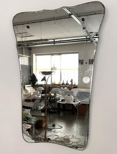 Italian Vintage Wall Mirror With Decorations, 1950s