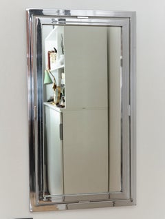 Italian Vintage Wall Mirror with Double Chrome Frame, 1970s