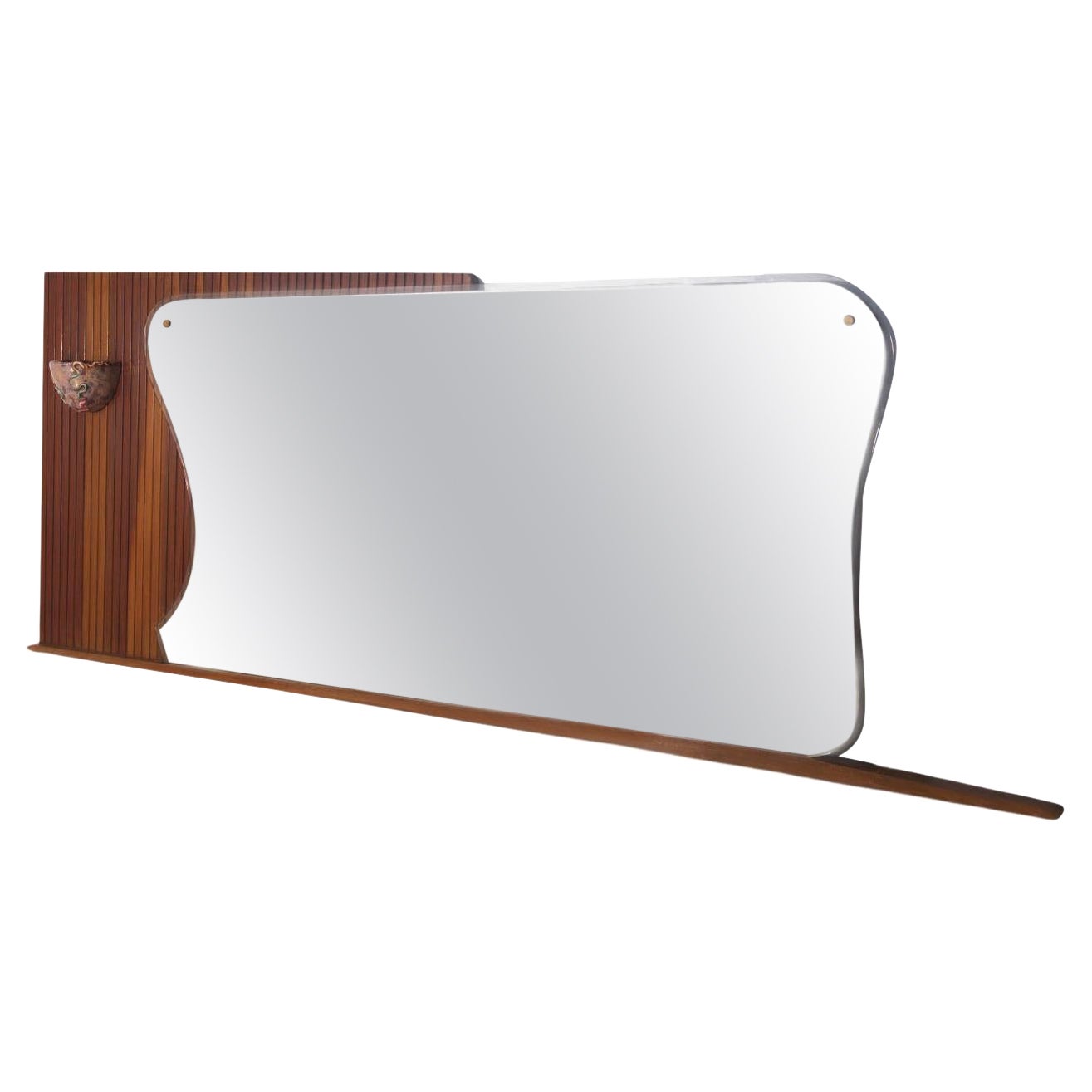 Italian Vintage wall or console mirror with ceramic light holder