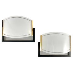 Italian Vintage Wall Sconces, CR Paired Wall Lamps in Brass and Glass