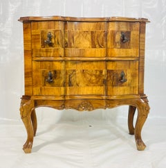 Italian Vintage Walnut Bombe Chest with Sculpted Legs