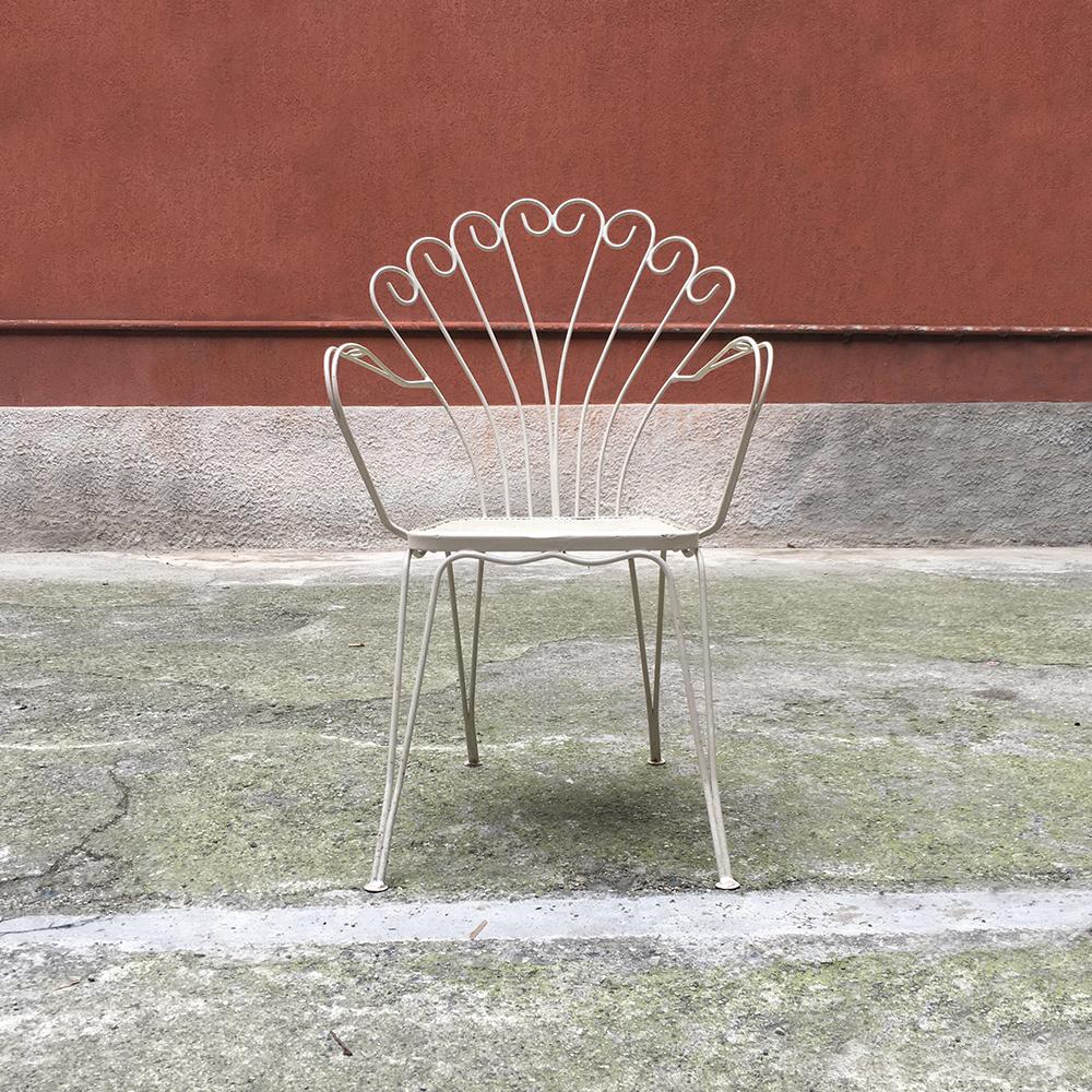Mid-20th Century Italian Vintage White Curved Metal Rod Chair, 1960s