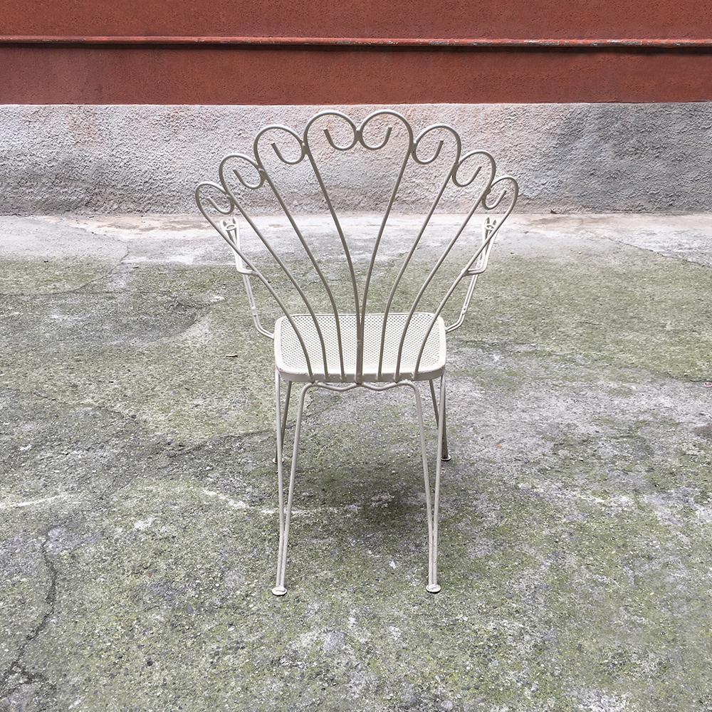 Italian Vintage White Curved Metal Rod Chair, 1960s 1