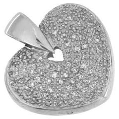 Italian Vintage White Gold Diamond Heart Pendant