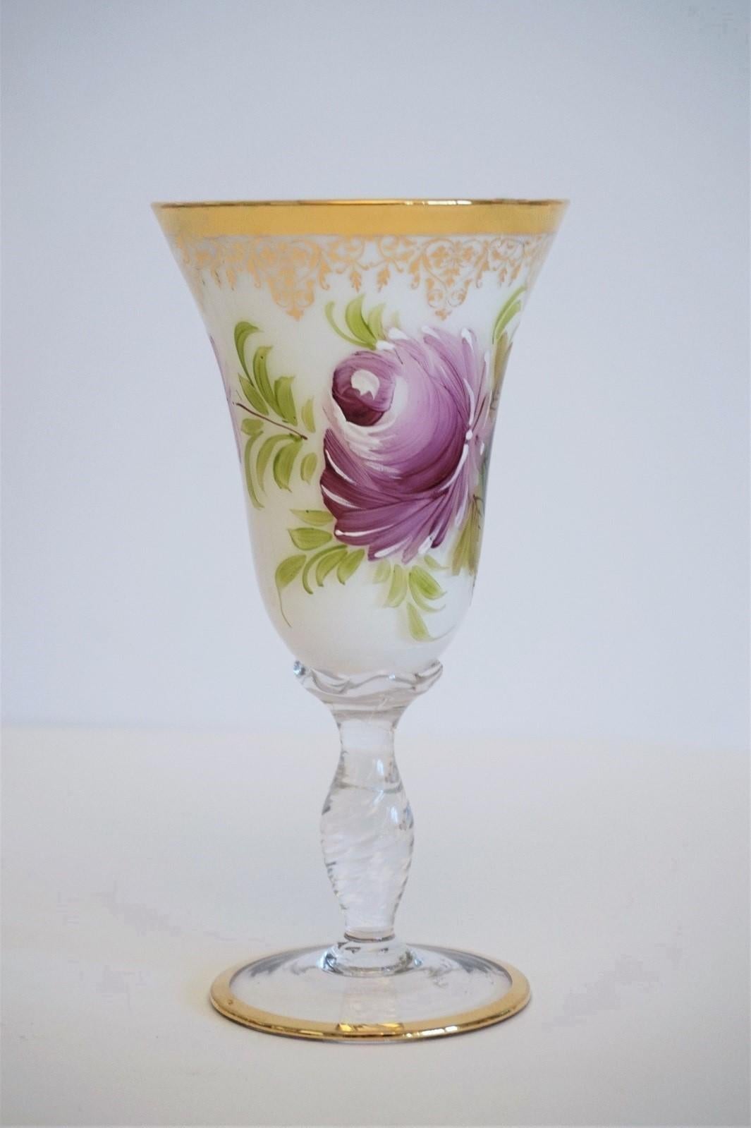 Set aus Karaffe und Gläsern aus weißem Muranoglas mit Opalglas, Italien 1960er Jahre 5