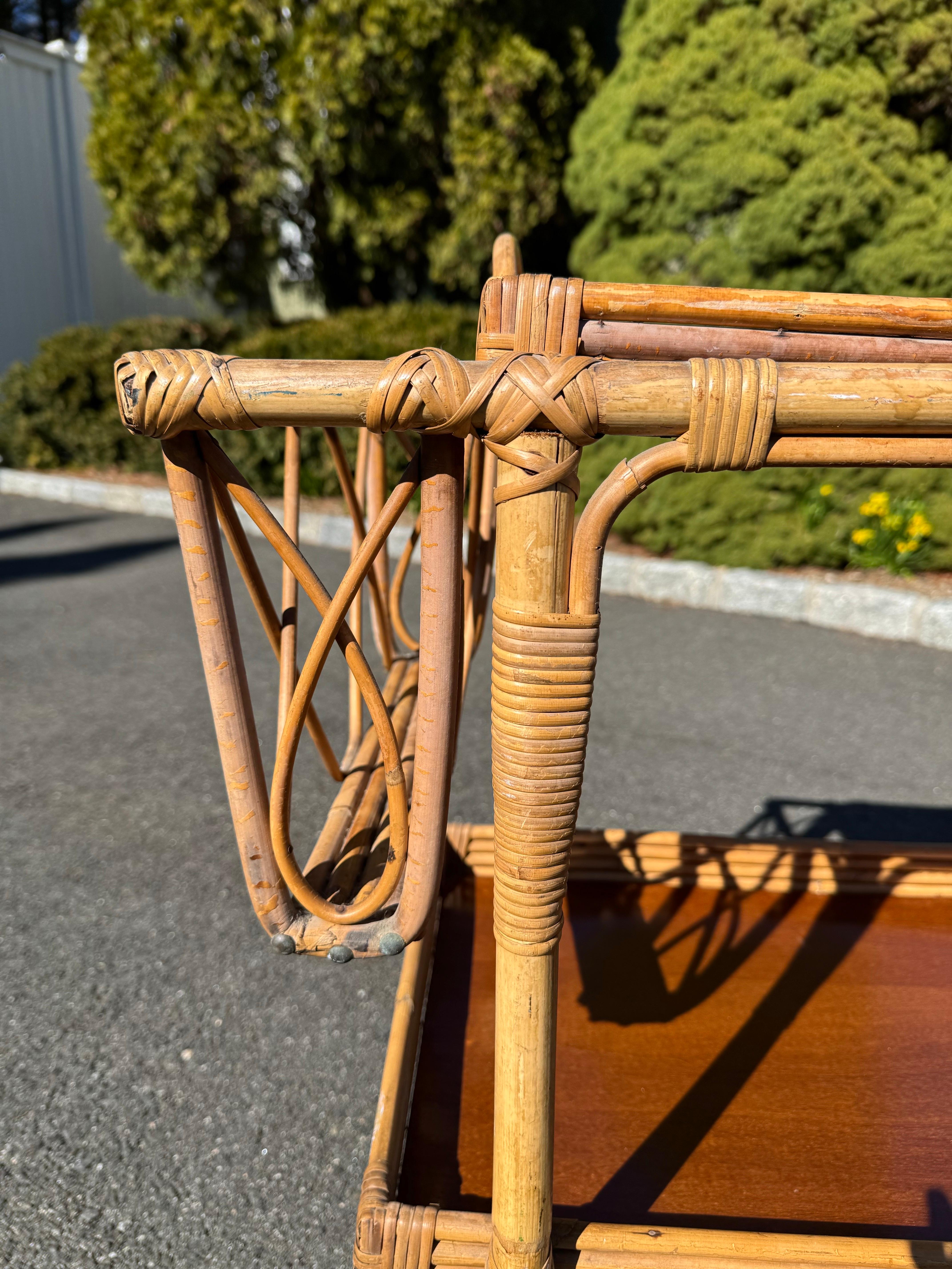 Italienischer Vintage-Barwagen aus Weidengeflecht im Angebot 12