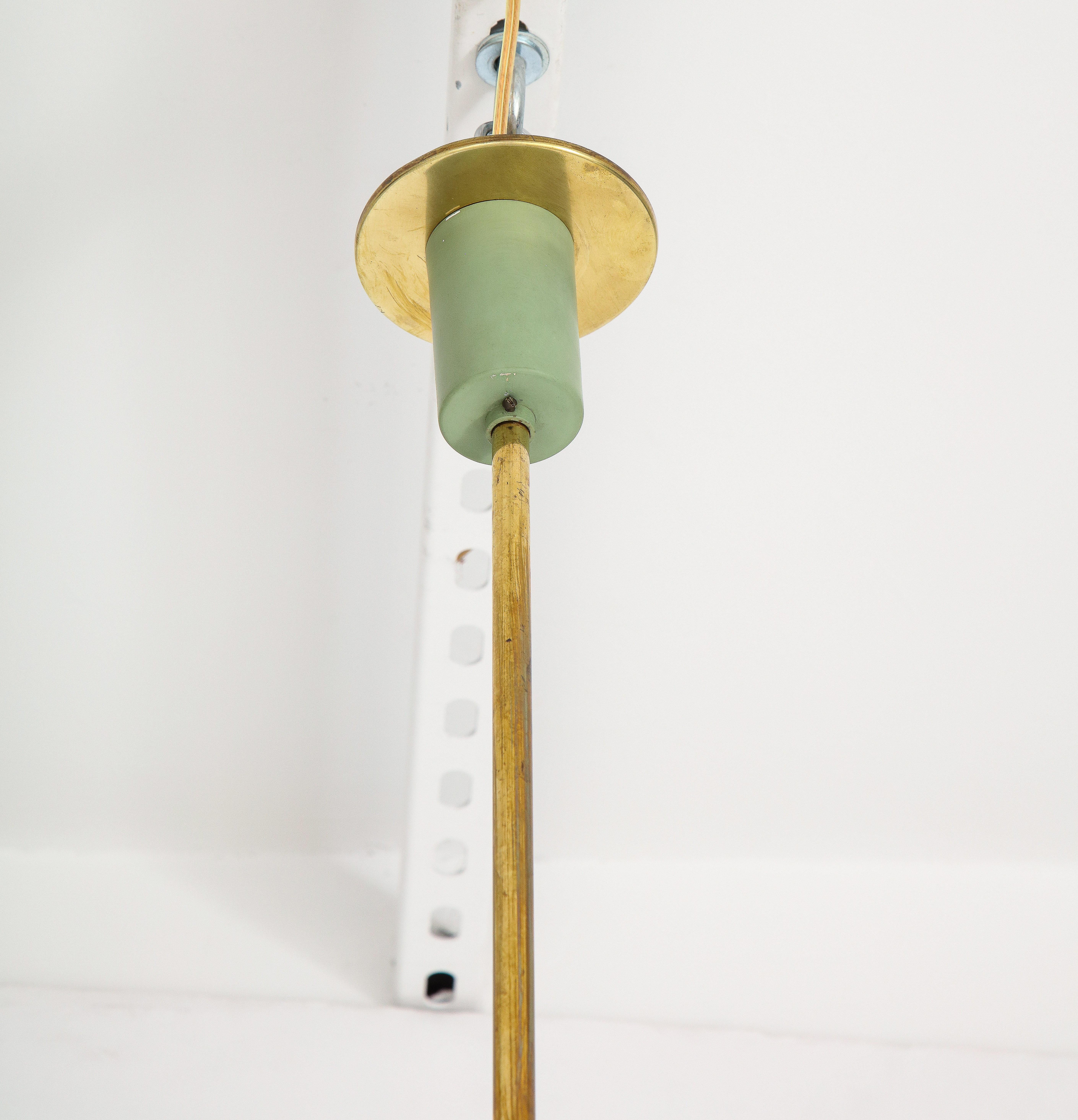 Italian Vintage Wood, Brass and Glass Five Arm Chandelier, circa 1950 1