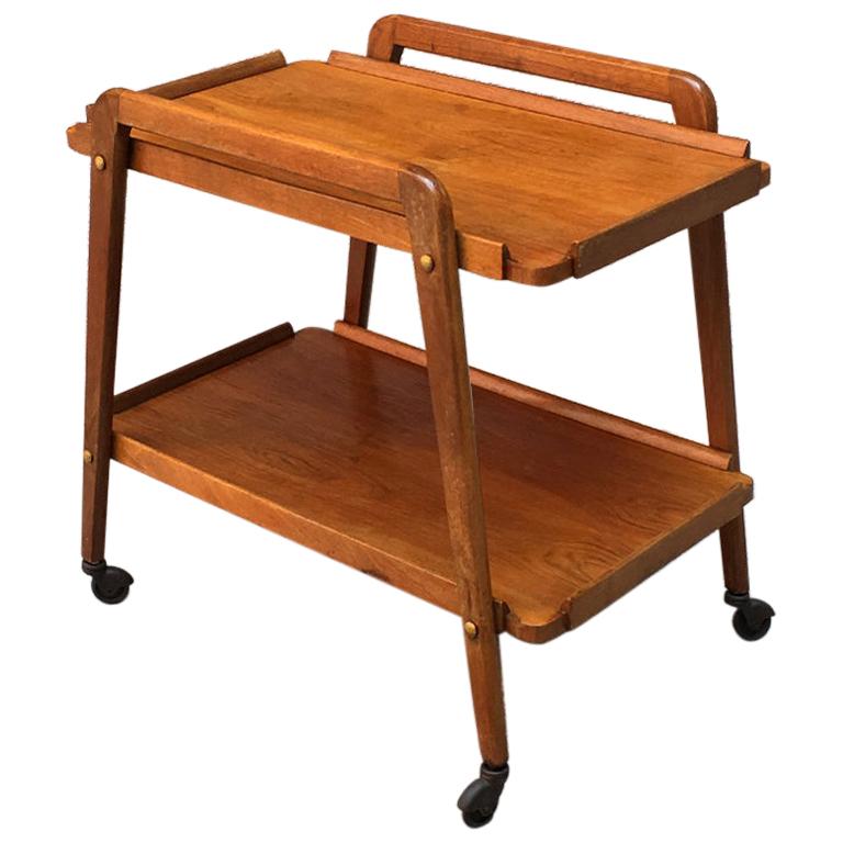 Italian Vintage Wooden Bar Cart Trolley with Two Shelves, 1960s at 1stDibs