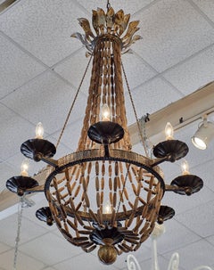 Italian Vintage Wooden Chandelier