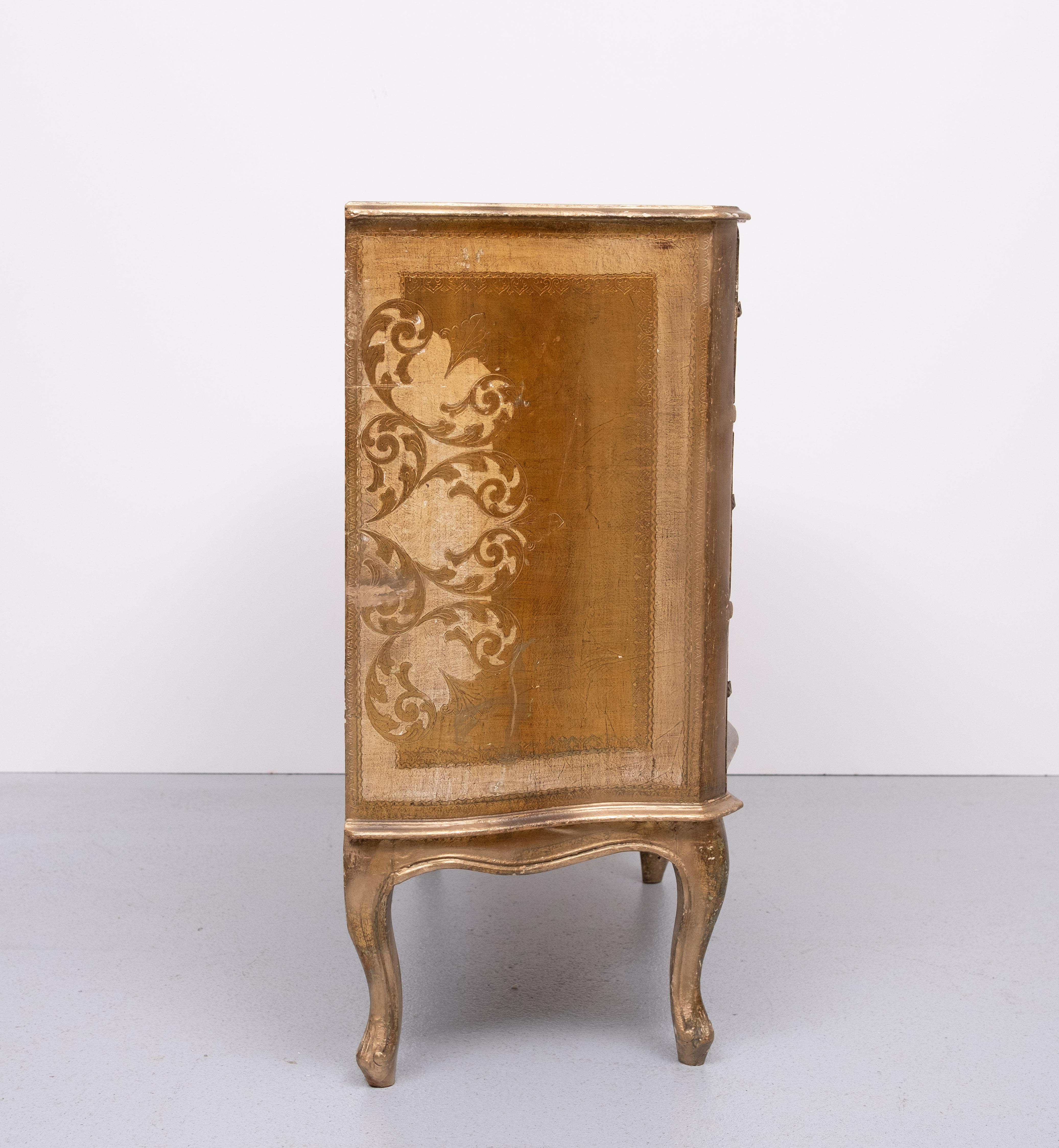 Commode italienne vintage en bois Florentine 1970 en vente 5