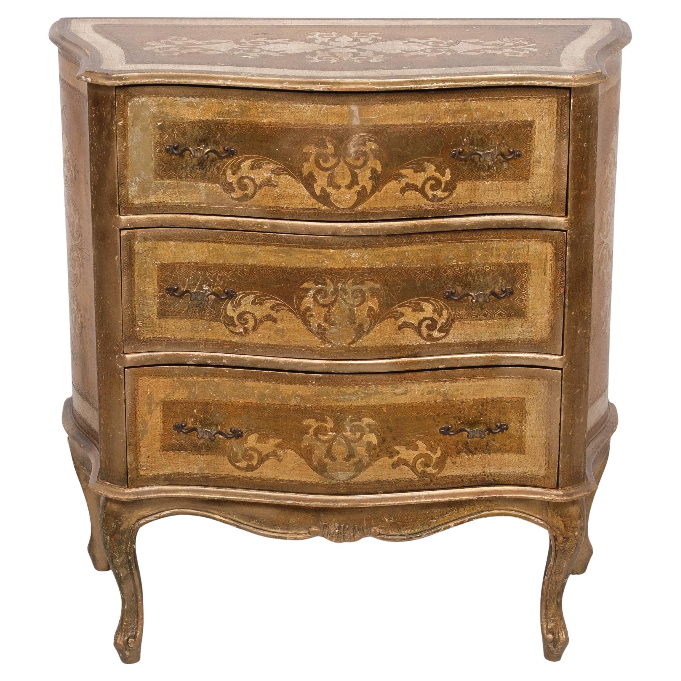 Mid-Century Modern Commode italienne vintage en bois Florentine 1970 en vente
