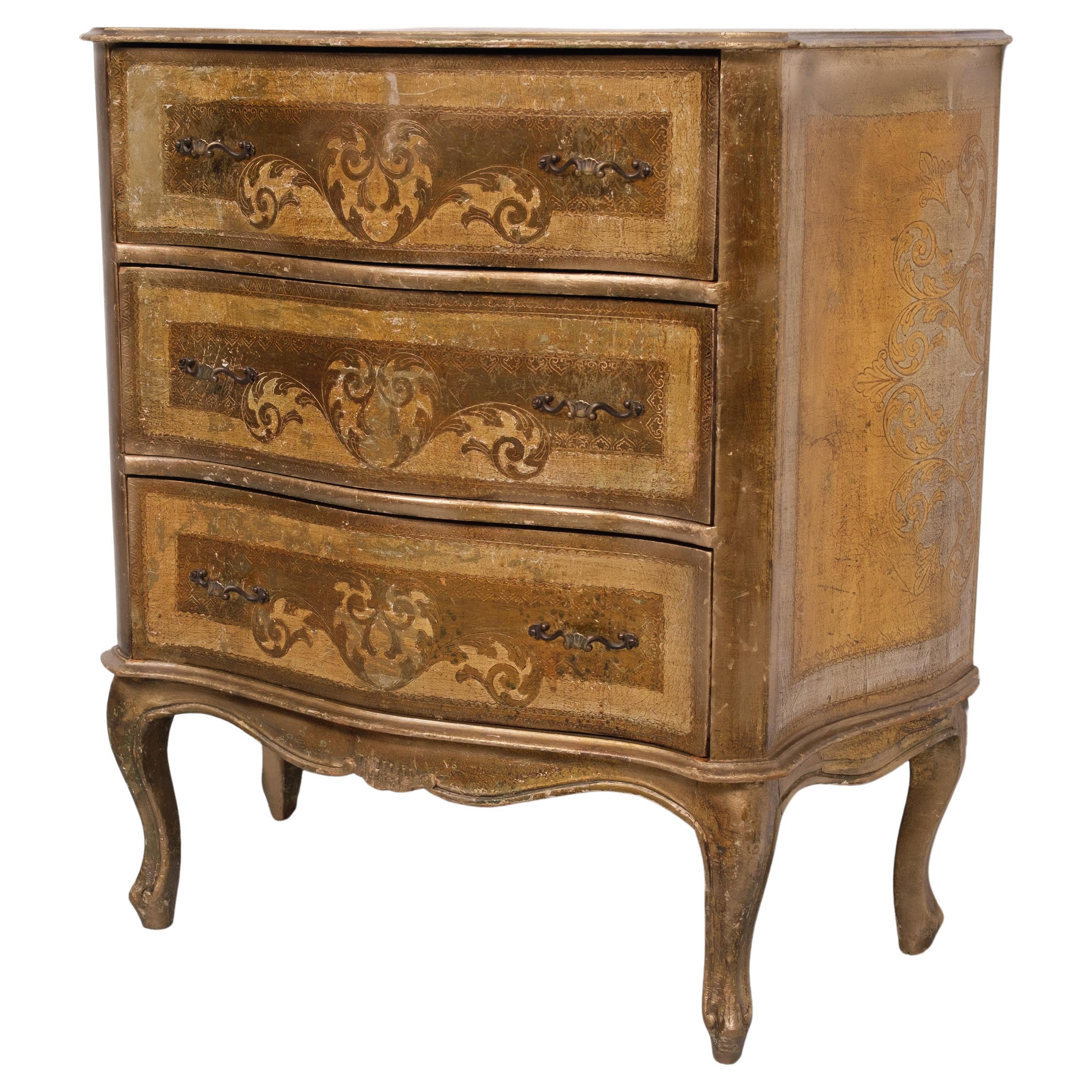 Fruitiers Commode italienne vintage en bois Florentine 1970 en vente