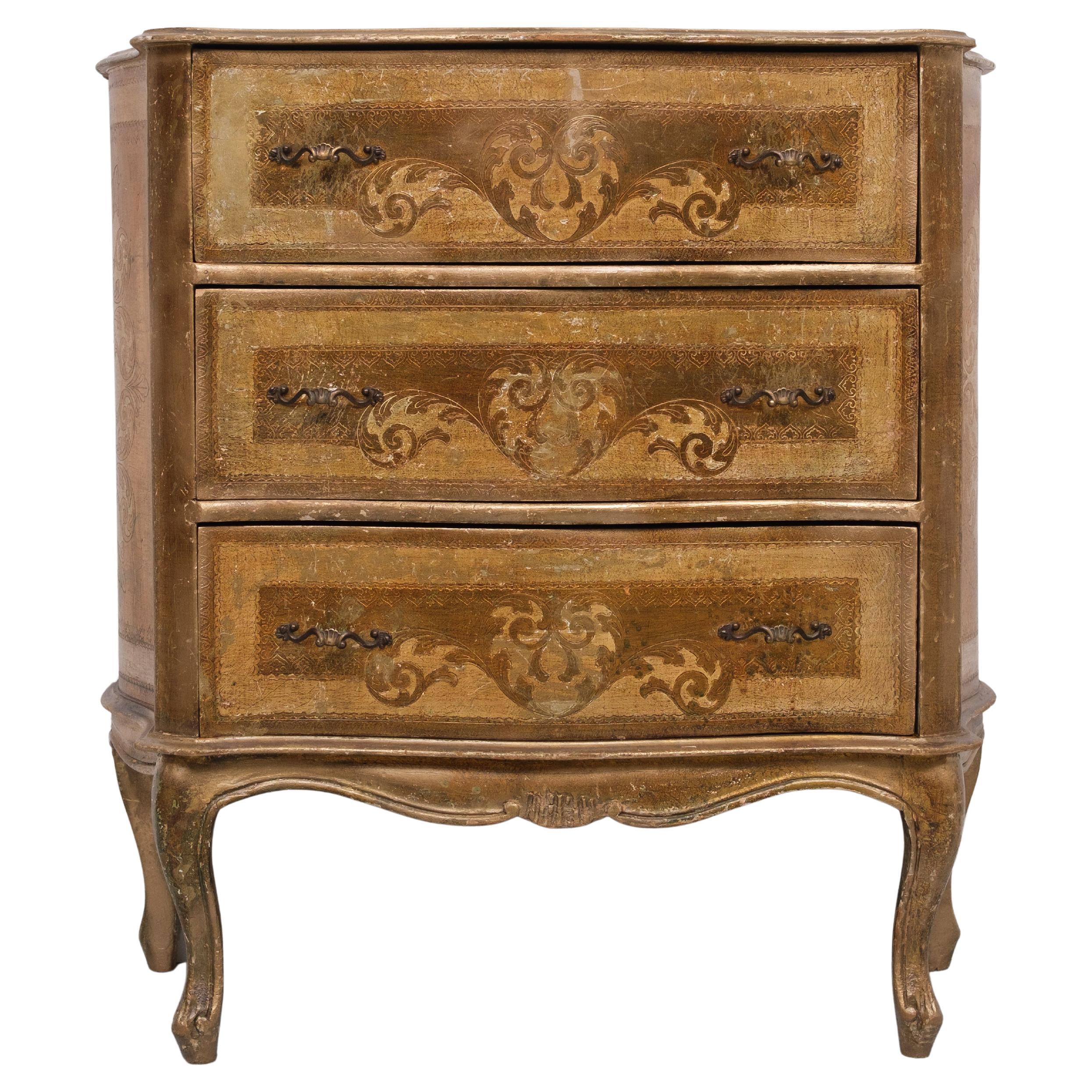Commode italienne vintage en bois Florentine 1970 en vente 1