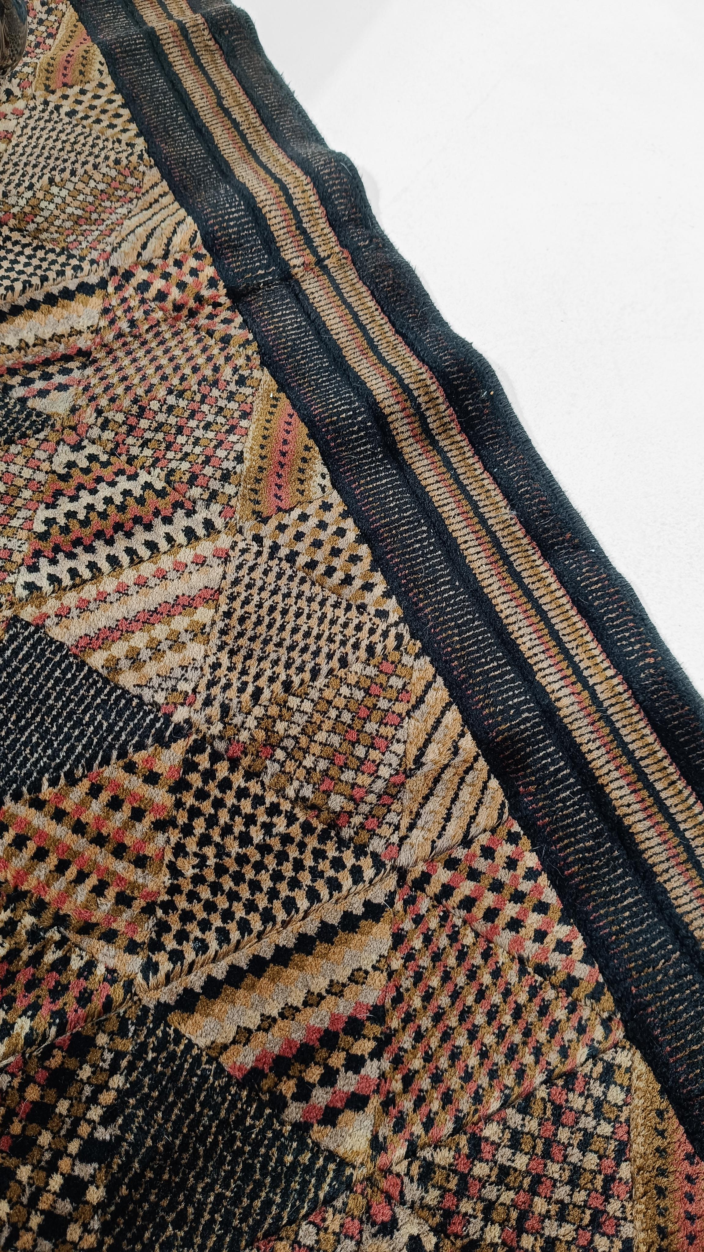 Italian Vintage Wool Rug with a Geometric Mosaic Pattern By MISSONI, 70s For Sale 8