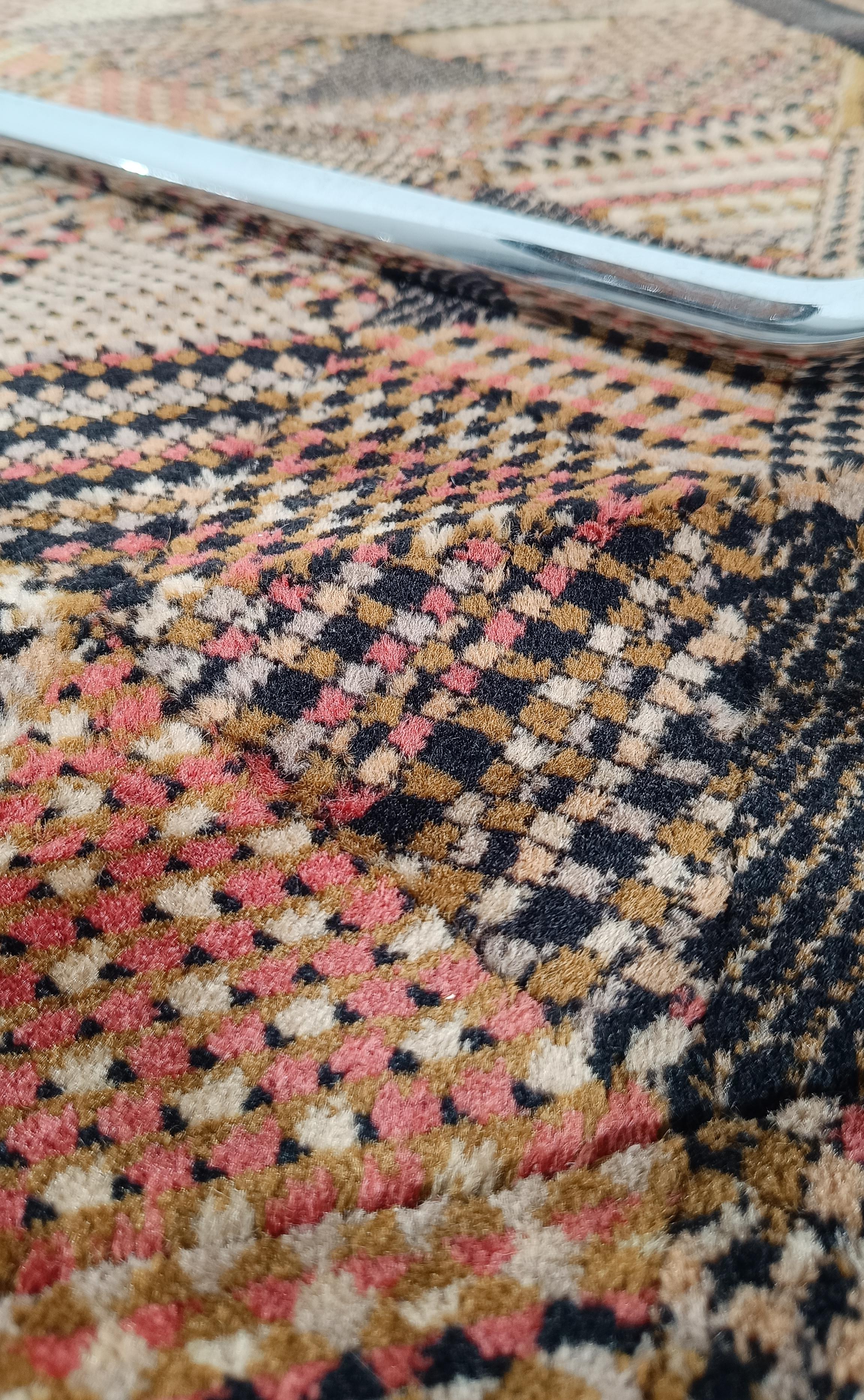 Italian Vintage Wool Rug with a Geometric Mosaic Pattern By MISSONI, 70s For Sale 10