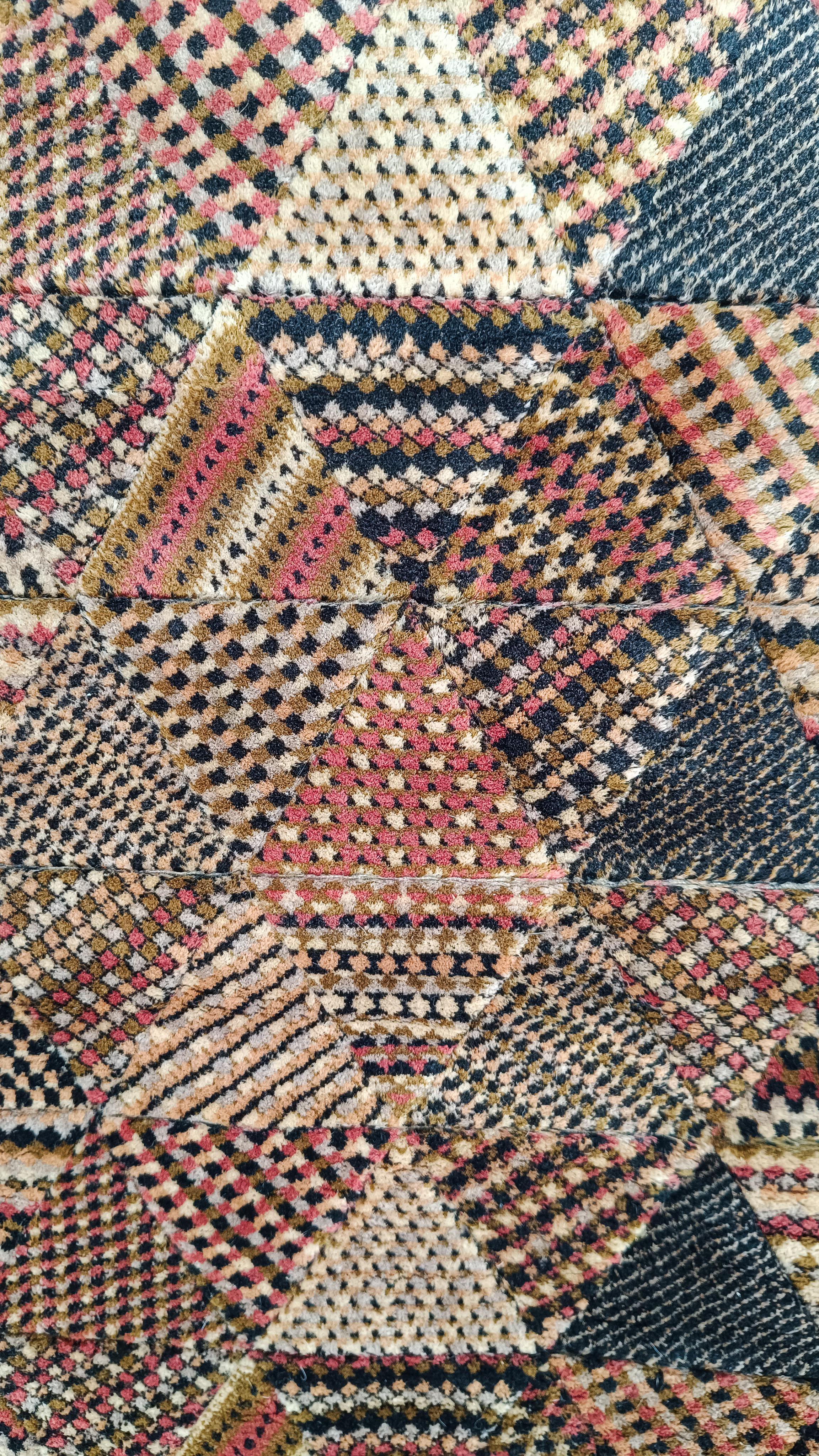 Mid-Century Modern Italian Vintage Wool Rug with a Geometric Mosaic Pattern By MISSONI, 70s For Sale