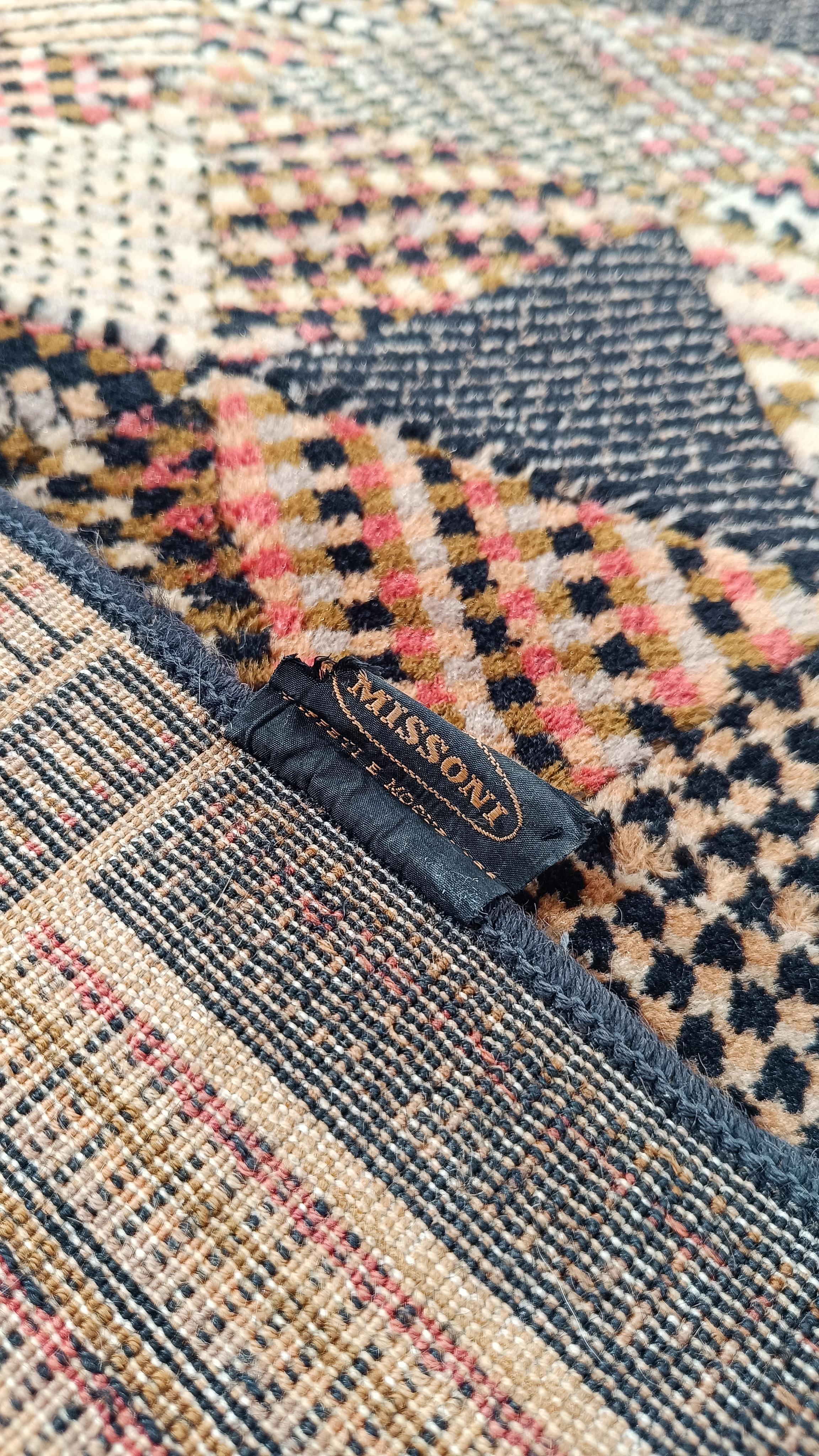 Italian Vintage Wool Rug with a Geometric Mosaic Pattern By MISSONI, 70s For Sale 2