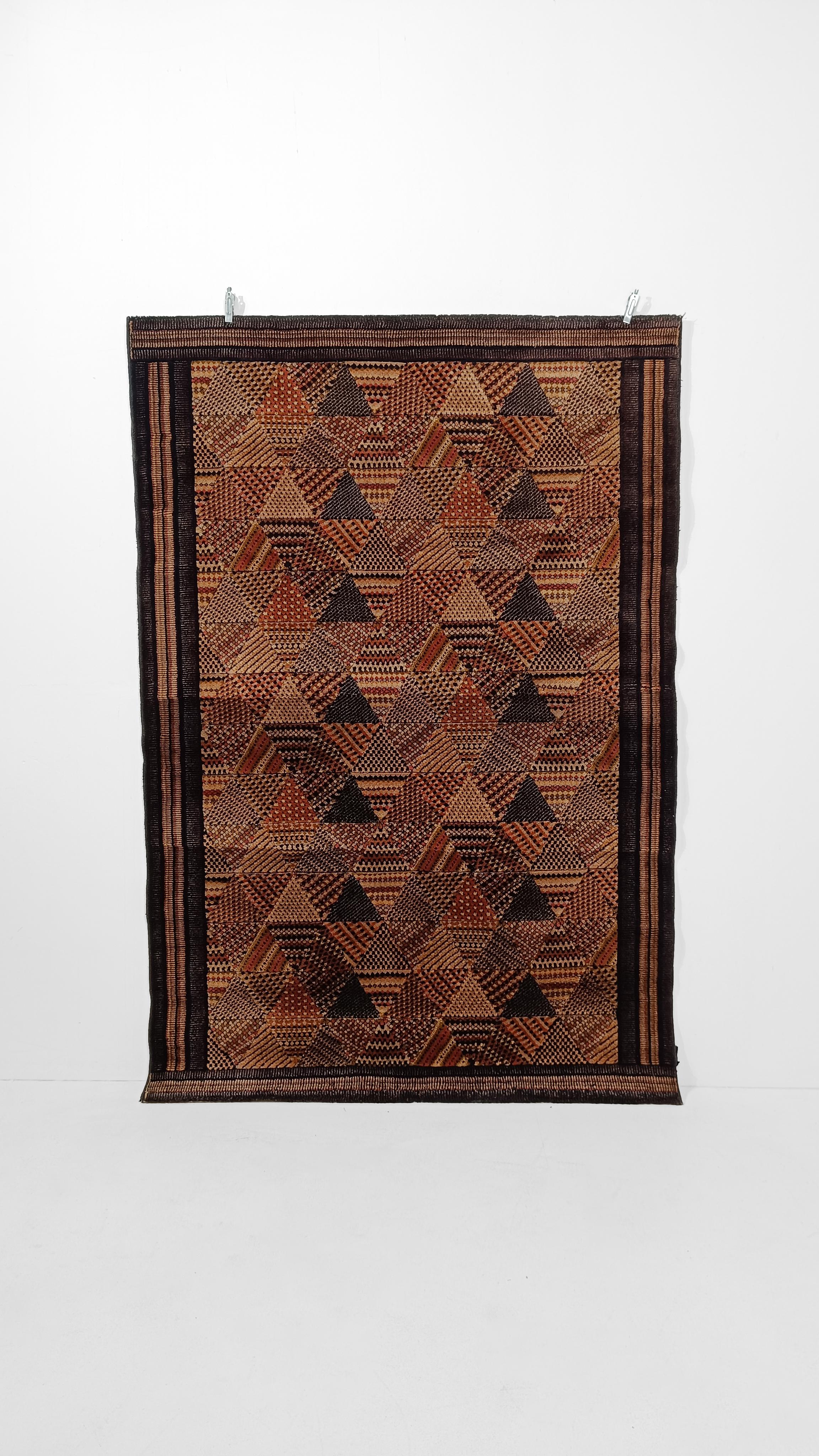 Italian Vintage Wool Rug with a Geometric Mosaic Pattern By MISSONI, 70s For Sale 3