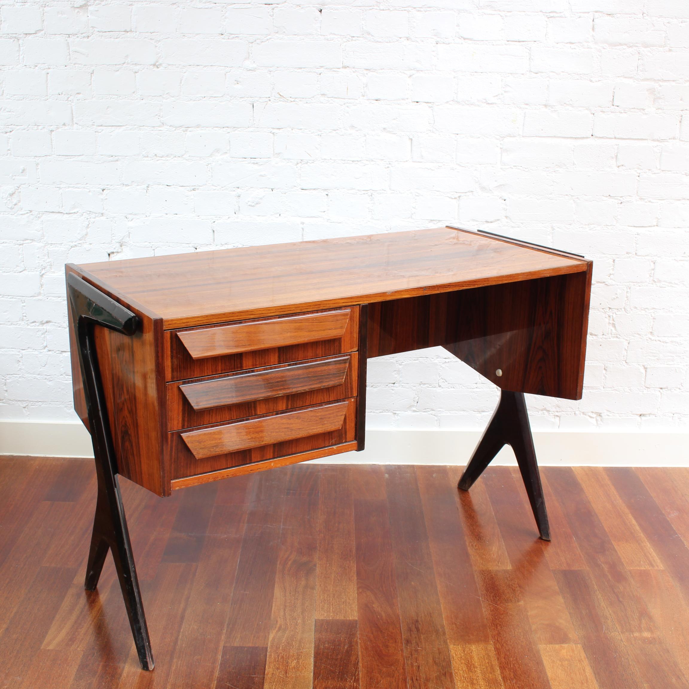 Mid-Century Modern Italian Vintage Writing Desk Attributed to Vittorio Dassi (circa 1950s) For Sale