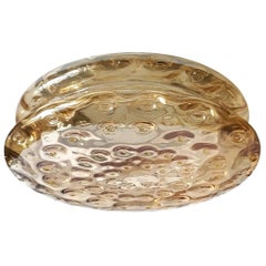 Italian Vintage Yellow Amber Glass Ceiling or Wall Light Flushmount, 1960s