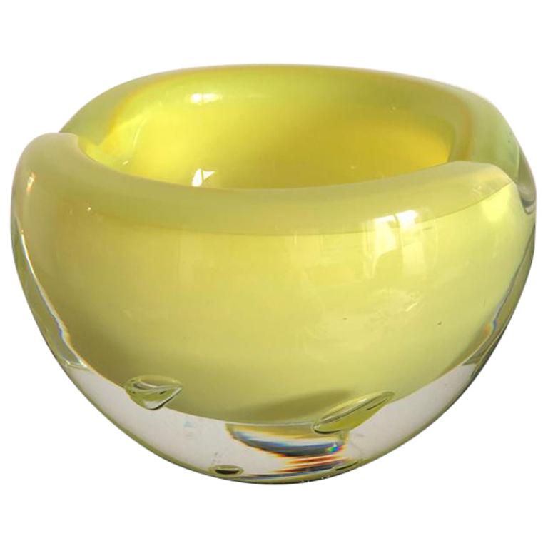 Italian Vintage Yellow Glass Ashtray