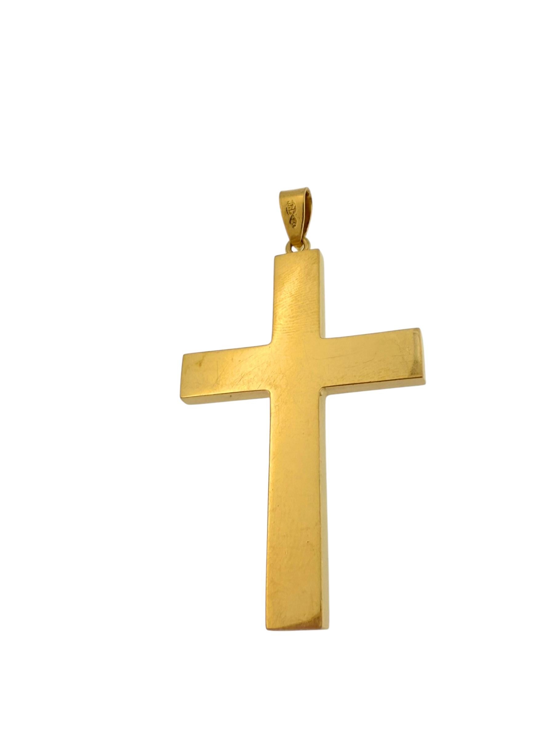Croce d'oro giallo d'epoca con motivi di spighe di grano in vendita 1