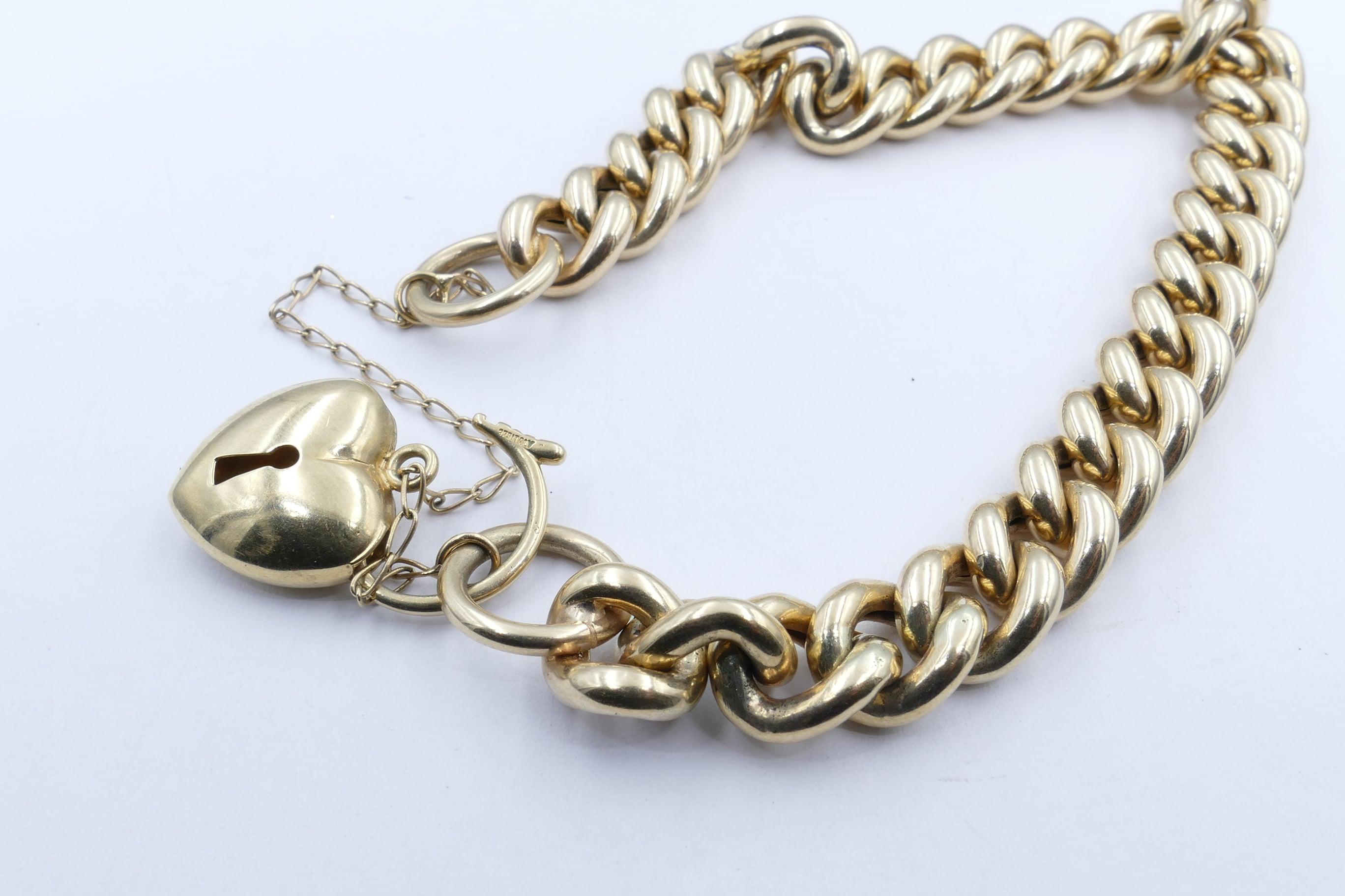 Modern Italian Vintage Yellow Gold Curb Link Chain Bracelet For Sale