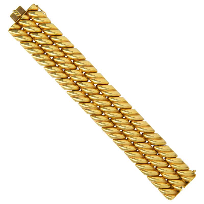Vintage Wide 18ct Gold Flexible Mesh Bracelet at 1stDibs | wide mesh ...